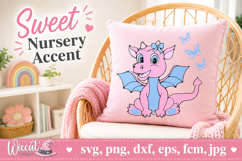 Girl dragon svg, Fantasy animal nursery svg cut file Product Image 2