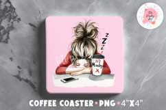 Funny Girl Square Coaster, Coffee Square Coaster Sublimation Png, Square Coaster Png