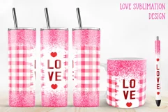 pink glitter buffalo plaid sublimation for tumbler and mug