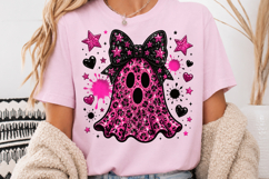 Pink Glitter Ghost PNG, Leopard Ghost Sublimation Design Product Image 3
