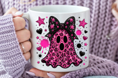 Pink Glitter Ghost PNG, Leopard Ghost Sublimation Design Product Image 4