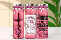 Pink Glitter Nurse In Progress Loading Tumbler Wrap Product Image 1