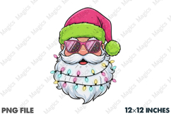 Pink Glitter Santa PNG Product Image 1