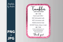 Pink tumbler cup care instruction card