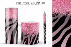 pink glitter zebra sublimation for tumbler-pen-mug