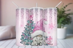 Pink Christmas Tumbler Wrap, Gnome Sublimation PNG design Product Image 1