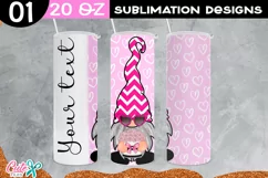 Hearts Gnome Valentines Day 20 Oz Skinny Tumbler Sublimation Product Image 1