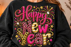 Pink Gold Happy New Year Design PNG Product Image 1