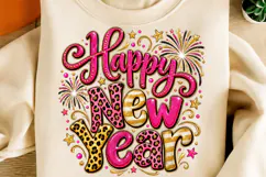 Pink Gold Happy New Year Design PNG Product Image 2