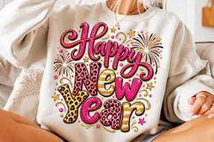 Pink Gold Happy New Year Design PNG Product Image 3