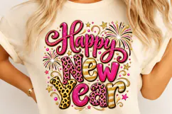 Pink Gold Happy New Year Design PNG Product Image 4