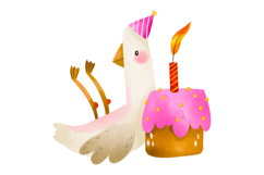 Cute Birthday Goose Clipart Set Hand Drawn Party Geese Product Image 7