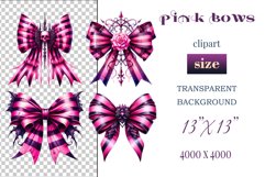 Pink Gothic Watercolor Bows Clipart for Halloween are perfect for adding a spooky yet charming touch to your designs. Use them for cards, invitations, decorations, and other projects to bring a touch of elegant gothic chic to your celebration.