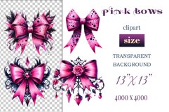 Pink Gothic Watercolor Bows Clipart for Halloween are perfect for adding a spooky yet charming touch to your designs. Use them for cards, invitations, decorations, and other projects to bring a touch of elegant gothic chic to your celebration.