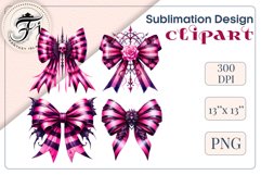 Pink Gothic Watercolor Bows Clipart for Halloween are perfect for adding a spooky yet charming touch to your designs. Use them for cards, invitations, decorations, and other projects to bring a touch of elegant gothic chic to your celebration.