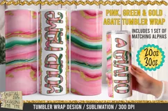Pink, Green and Gold Agate Tumbler Wrap is a professional design that is available at 300dpi PNG to use for sublimation of tumblers. Avalaible for 30oz and 20oz sizes.