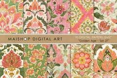 Pink and Green Boho Chic Floral Patterns Product Image 1