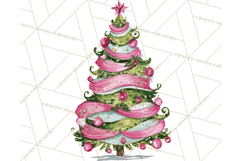 Whimsical Pink Green Christmas Trees Ornaments PNG Clipart Product Image 2