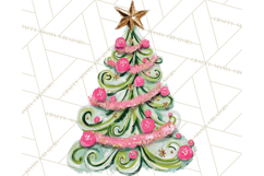 Whimsical Pink Green Christmas Trees Ornaments PNG Clipart Product Image 4