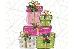Whimsical Pink Green Christmas Trees Ornaments PNG Clipart Product Image 3