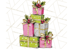 Whimsical Pink Green Christmas Trees Ornaments PNG Clipart Product Image 4