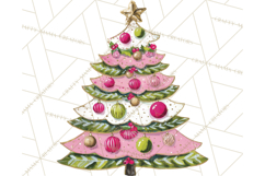 Whimsical Pink Green Christmas Trees Ornaments PNG Clipart Product Image 5