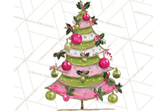 Whimsical Pink Green Christmas Trees Ornaments PNG Clipart Product Image 3