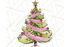 Whimsical Pink Green Christmas Trees Ornaments PNG Clipart Product Image 4
