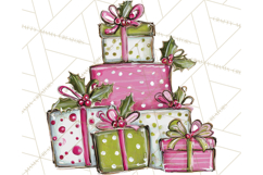 Whimsical Pink Green Christmas Trees Ornaments PNG Clipart Product Image 2