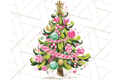 Whimsical Pink Green Christmas Trees Ornaments PNG Clipart Product Image 5