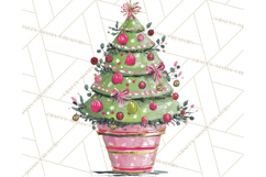 Whimsical Pink Green Christmas Trees Ornaments PNG Clipart Product Image 4