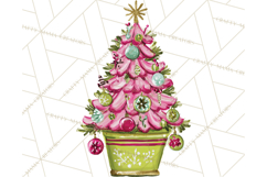 Whimsical Pink Green Christmas Trees Ornaments PNG Clipart Product Image 5