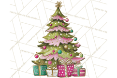 Whimsical Pink Green Christmas Trees Ornaments PNG Clipart Product Image 4