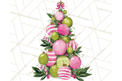 Whimsical Pink Green Christmas Trees Ornaments PNG Clipart Product Image 5