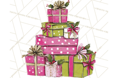 Whimsical Pink Green Christmas Trees Ornaments PNG Clipart Product Image 3