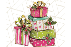 Whimsical Pink Green Christmas Trees Ornaments PNG Clipart Product Image 4