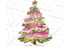 Whimsical Pink Green Christmas Trees Ornaments PNG Clipart Product Image 5