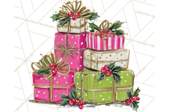 Whimsical Pink Green Christmas Trees Ornaments PNG Clipart Product Image 2