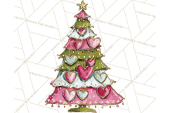 Whimsical Pink Green Christmas Trees Ornaments PNG Clipart Product Image 3