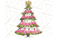 Whimsical Pink Green Christmas Trees Ornaments PNG Clipart Product Image 4