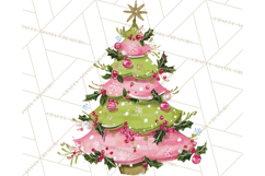 Whimsical Pink Green Christmas Trees Ornaments PNG Clipart Product Image 5