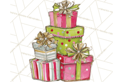 Whimsical Pink Green Christmas Trees Ornaments PNG Clipart Product Image 2