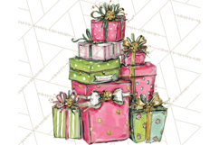 Whimsical Pink Green Christmas Trees Ornaments PNG Clipart Product Image 3