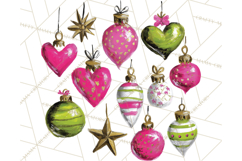 Whimsical Pink Green Christmas Trees Ornaments PNG Clipart Product Image 4