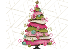 Whimsical Pink Green Christmas Trees Ornaments PNG Clipart Product Image 5