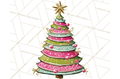 Whimsical Pink Green Christmas Trees Ornaments PNG Clipart Product Image 3