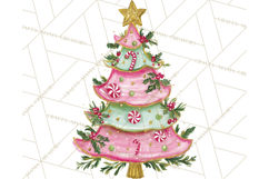 Whimsical Pink Green Christmas Trees Ornaments PNG Clipart Product Image 5