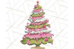 Whimsical Pink Green Christmas Trees Ornaments PNG Clipart Product Image 3