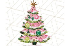 Whimsical Pink Green Christmas Trees Ornaments PNG Clipart Product Image 4