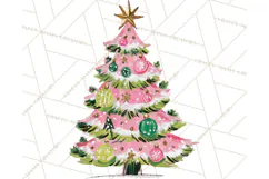 Whimsical Pink Green Christmas Trees Ornaments PNG Clipart Product Image 4